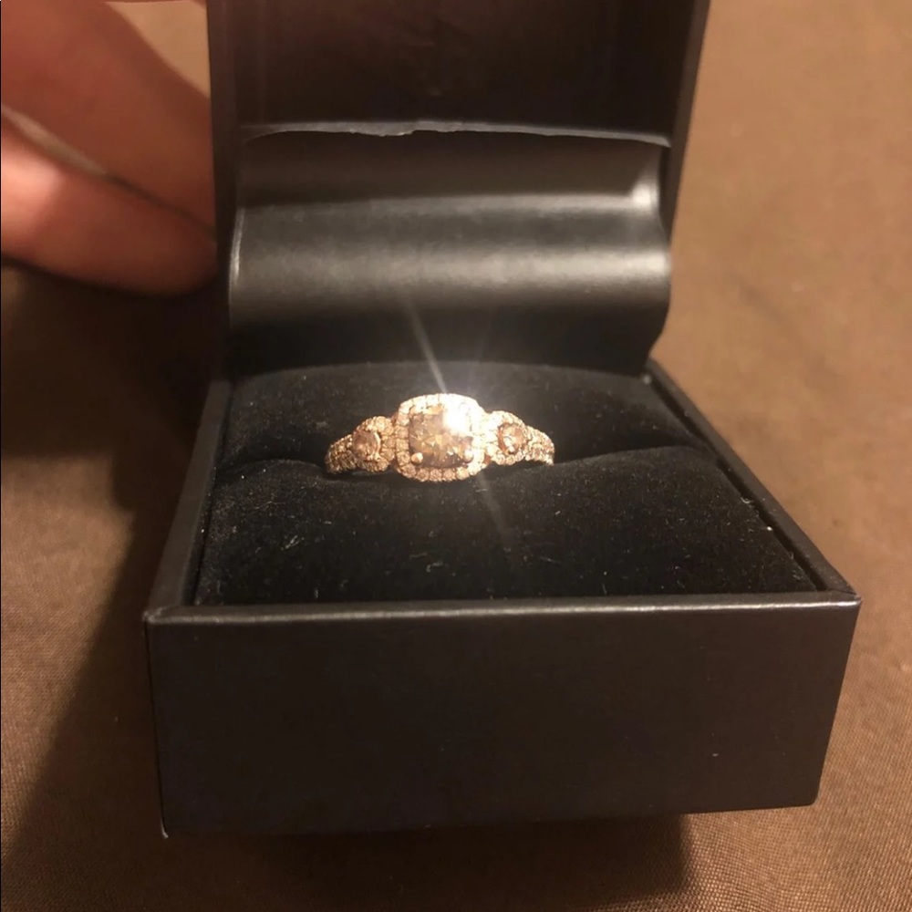 LeVian 3 stone chocolate diamond rose gold ring